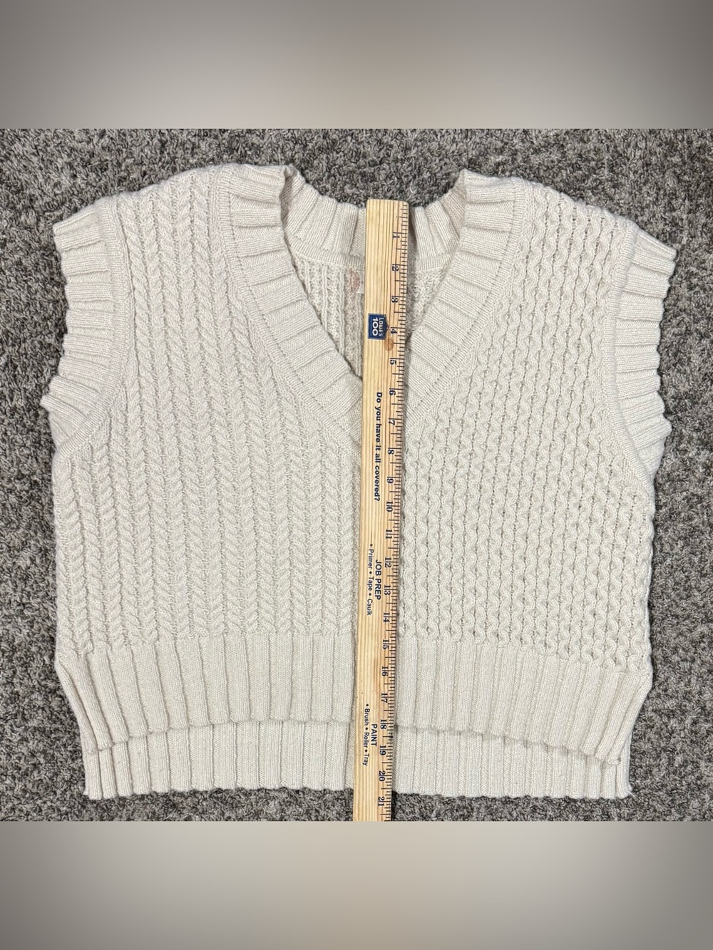 Altar'd State Cream Cable Knit V-Neck Sweater Vest! Size Medium. - Picture 9 of 10